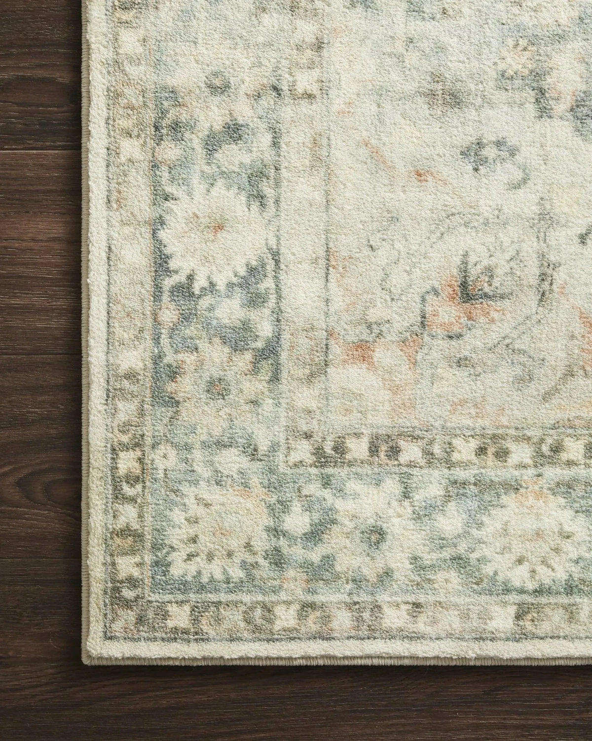 Rosette Ros-08 Teal/Ivory Rug