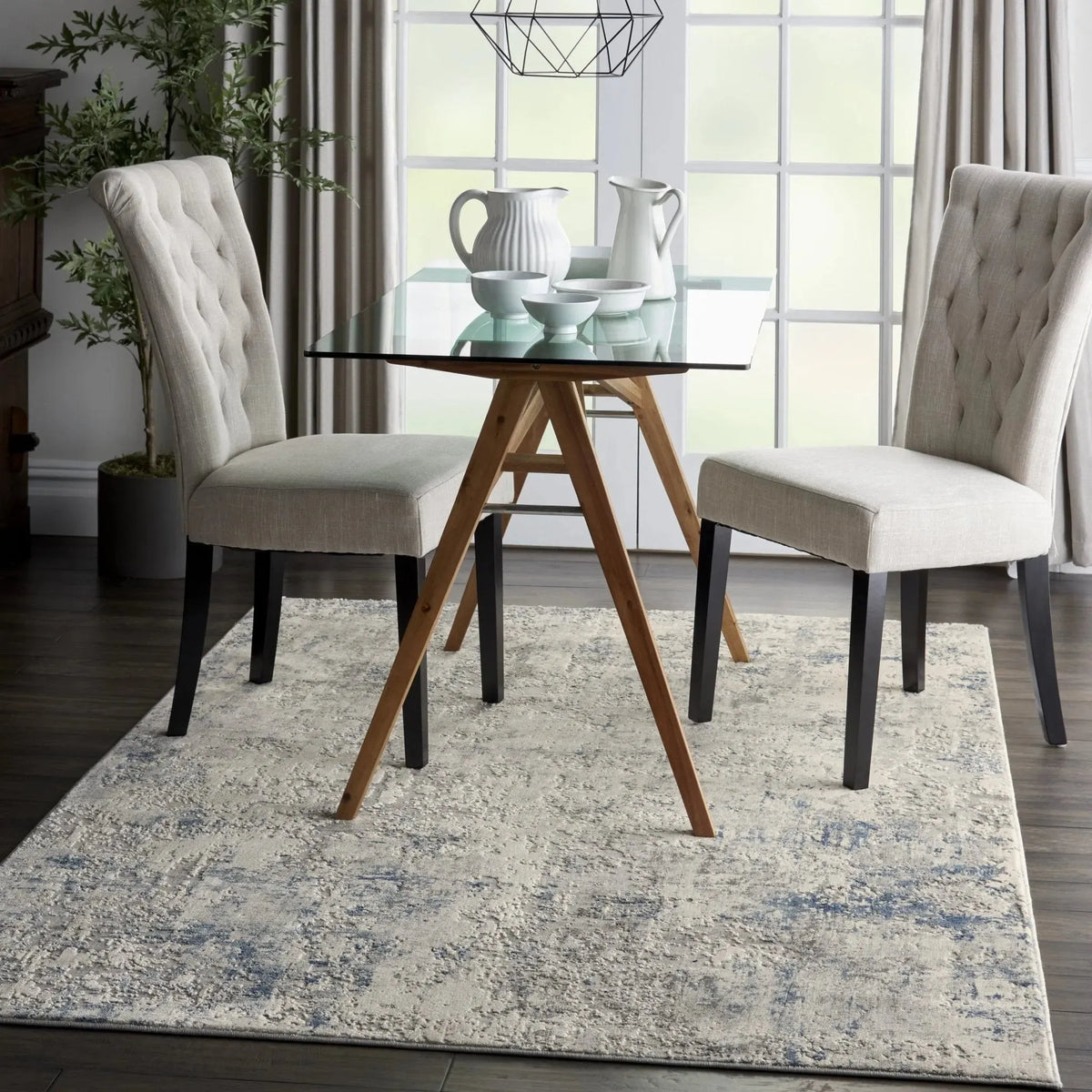 Rustic Textures RUS07 Ivory/Grey-blue Rug