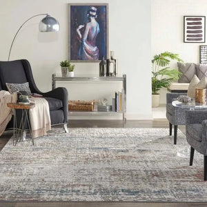 Rustic Textures RUS14 Light Grey Multi Rug