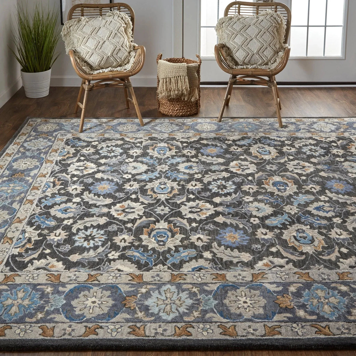 Rylan RYL8643F Taupe/Blue Rug