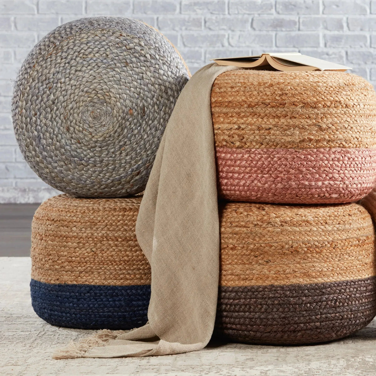 Saba Saa10 Oliana Blue/Beige Pouf