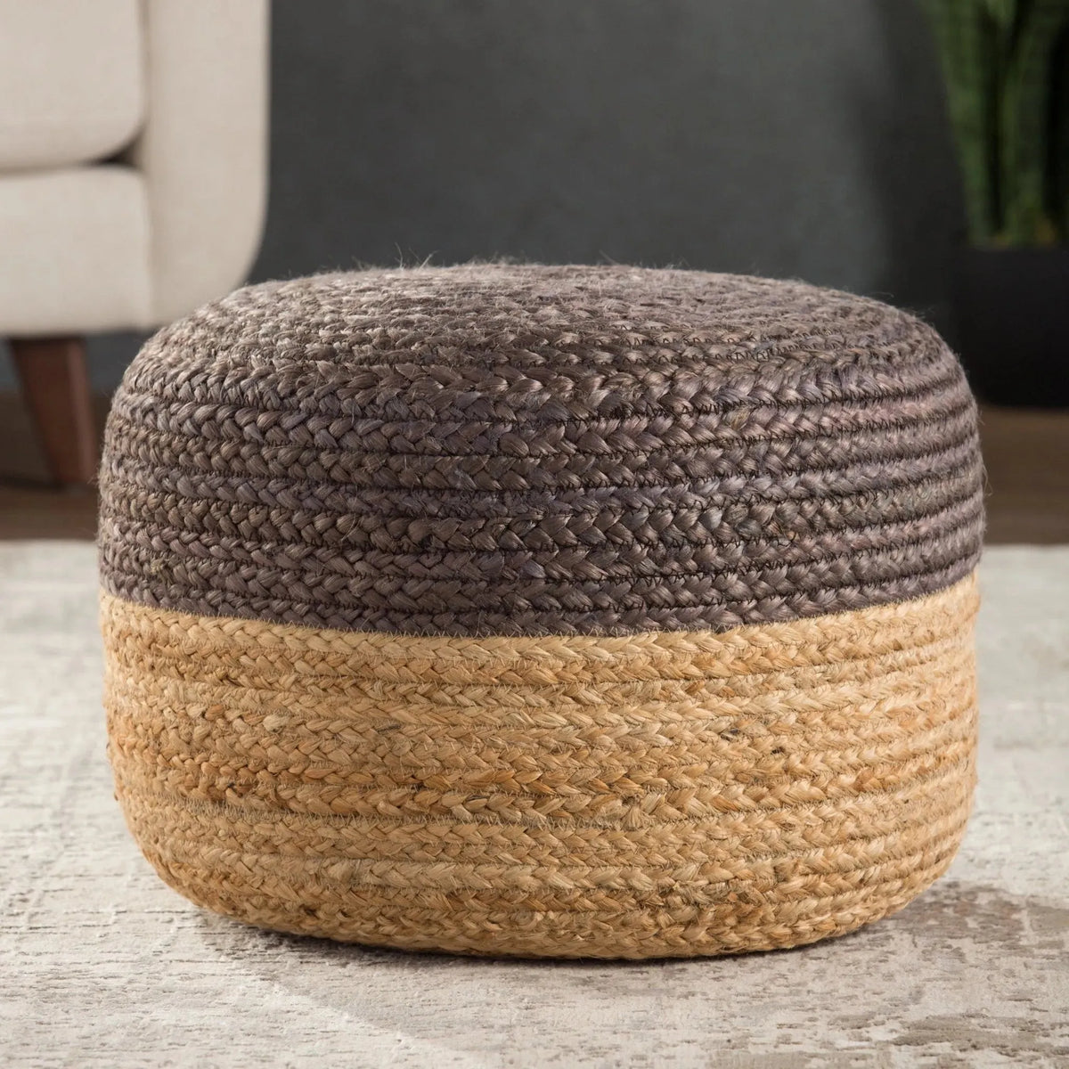Saba Saa13 Oliana Dark Gray/Beige Pouf