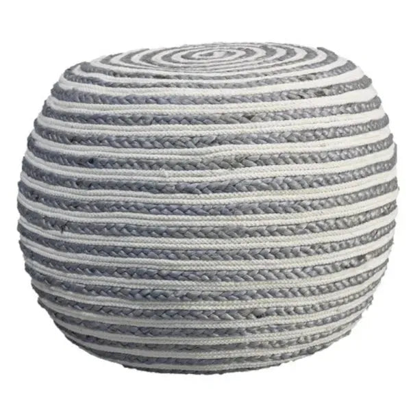 Serena 99704GYW Grey/White Pouf