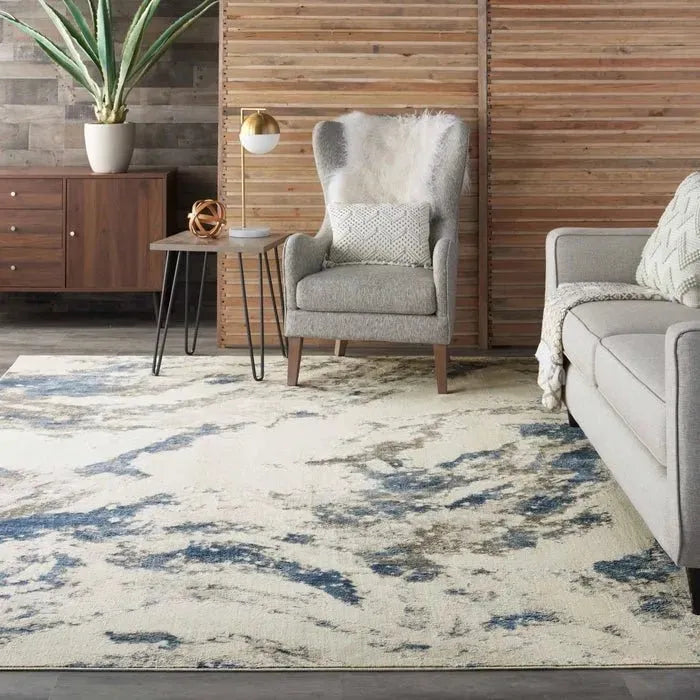 Silky Textures SLY03 Blue/Ivory/Grey Rug