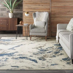 Silky Textures SLY03 Blue/Ivory/Grey Rug