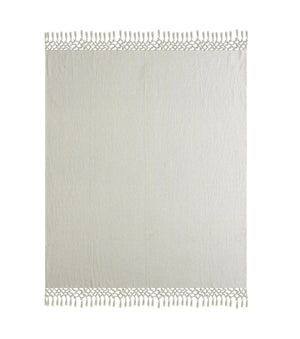 Slight Chevron Soft Gray with Fringe LR80184 Throw Blanket