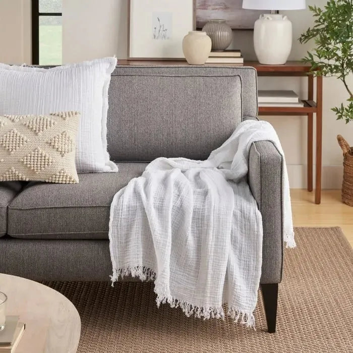 Sofia TH104 White Throw Blanket