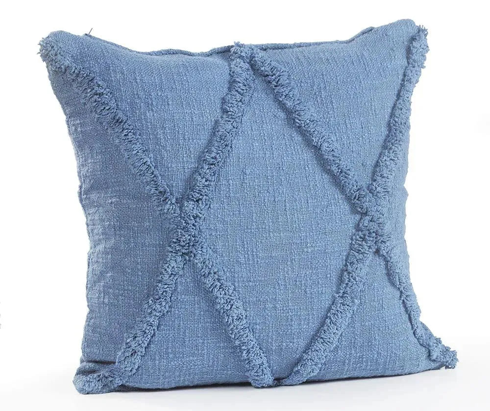Solid Denim Blue Diamond Tufted LR07324 Throw Pillow