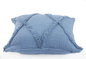 Solid Denim Blue Diamond Tufted LR07324 Throw Pillow