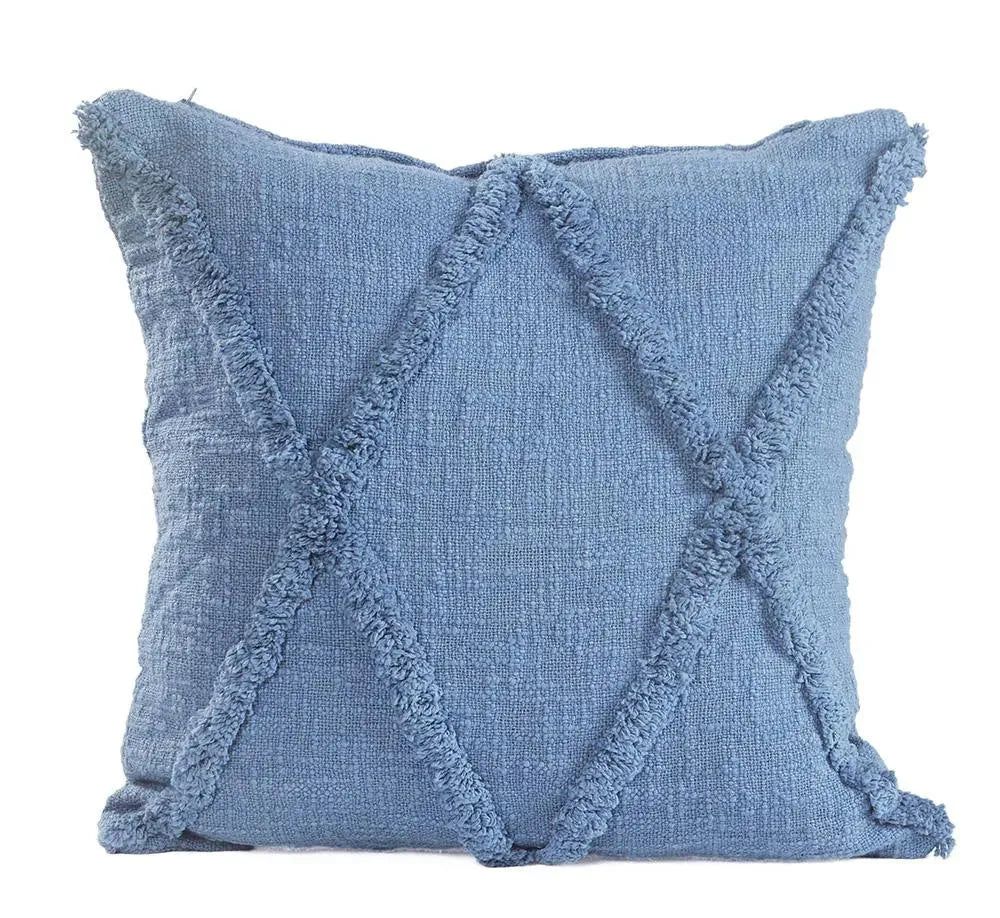 Solid Denim Blue Diamond Tufted LR07324 Throw Pillow