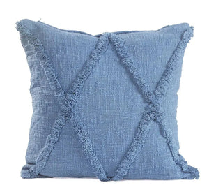Solid Denim Blue Diamond Tufted LR07324 Throw Pillow