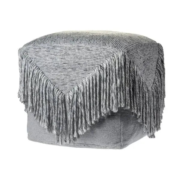Solid Gray Tasseled  LR99760 Pouf