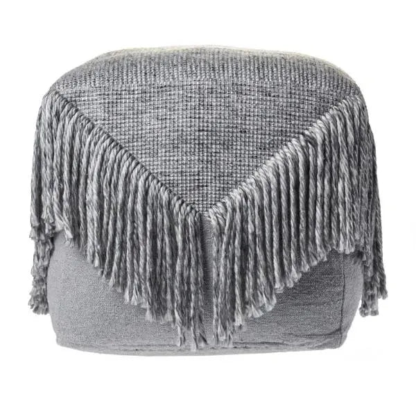 Solid Gray Tasseled  LR99760 Pouf