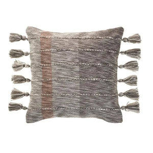 Sophisticated Grayscale and Red Tasseled LR07417 Throw Pillow