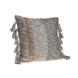 Sophisticated Grayscale and Red Tasseled LR07417 Throw Pillow