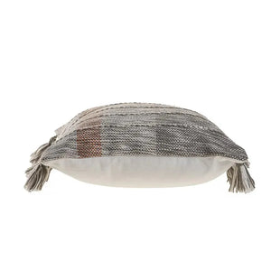 Sophisticated Grayscale and Red Tasseled LR07417 Throw Pillow