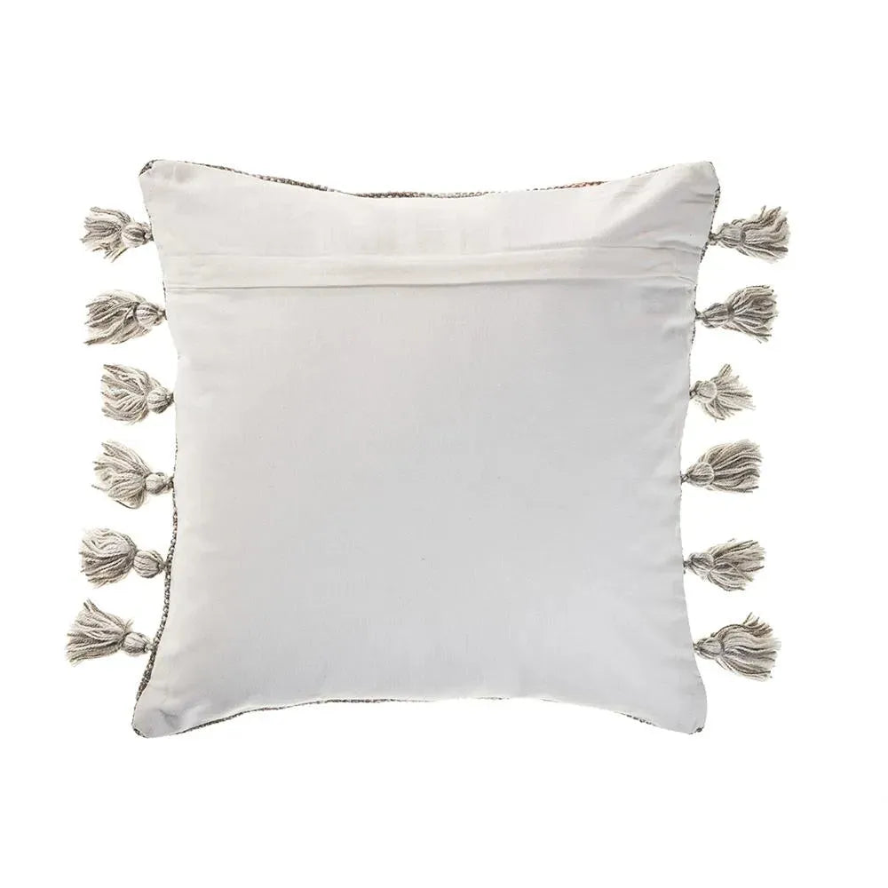 Sophisticated Grayscale and Red Tasseled LR07417 Throw Pillow