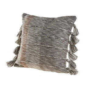 Sophisticated Grayscale and Red Tasseled LR07417 Throw Pillow
