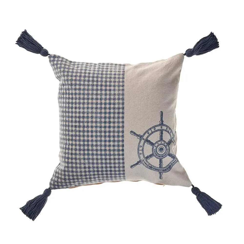 Steer the Way Nautical Gingham LR07484 Throw Pillow