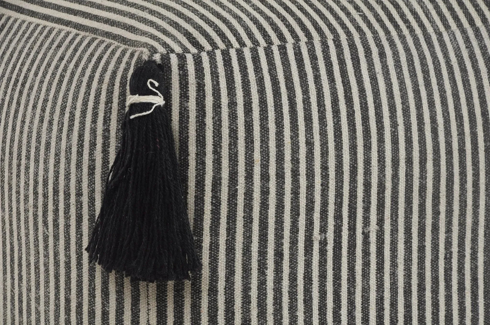 Striped Gray with Tassels LR99763 Pouf