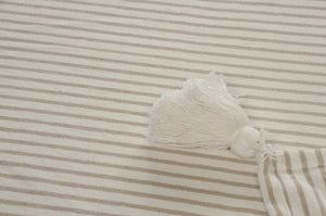 Striped Ivory and Beige Tasseled LR80178 Throw Blanket
