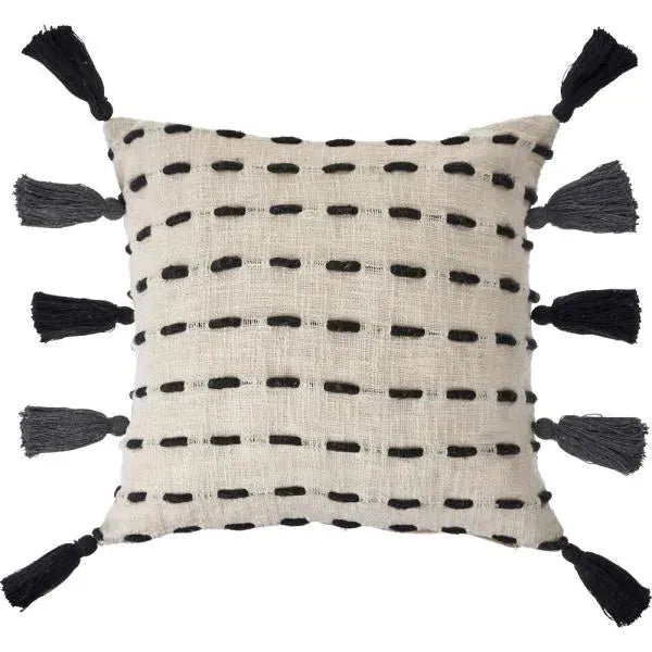 Tasseled Black and Cream Modern  LR07463 Throw Pillow