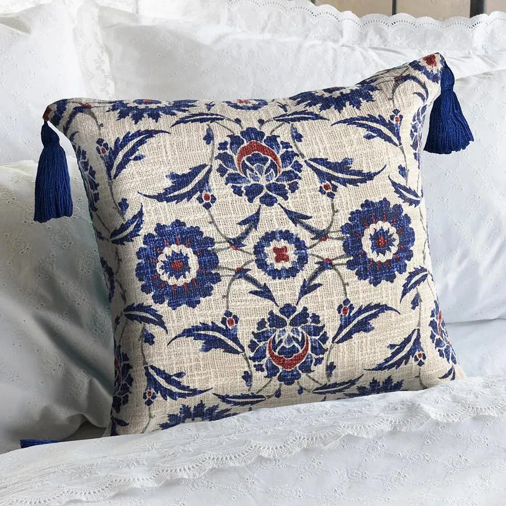 Tasseled Suzani Floral LR07376 Throw Pillow