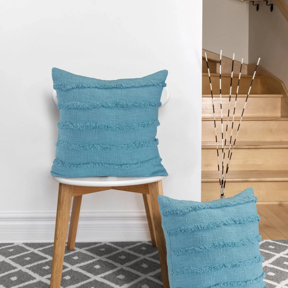 Teal Overtufted Solid LR07512 Throw Pillow