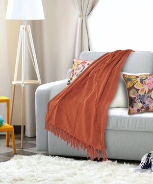 Terracotta Clay Tufted LR80177 Throw Blanket