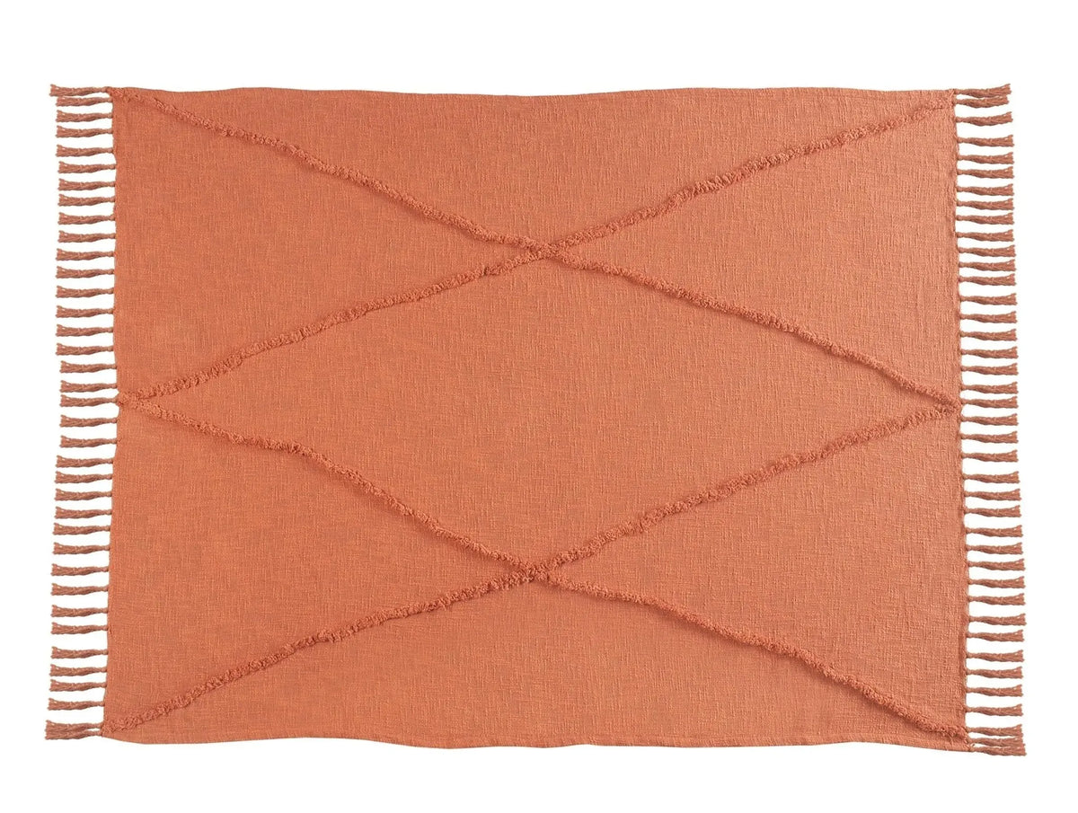 Terracotta Clay Tufted LR80177 Throw Blanket