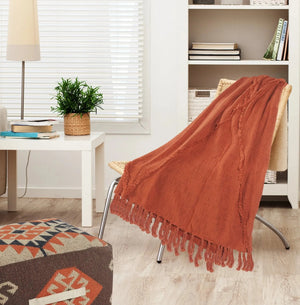 Terracotta Clay Tufted LR80177 Throw Blanket