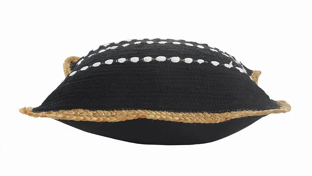 Textured Black and White Bordered LR09949 Throw Pillow