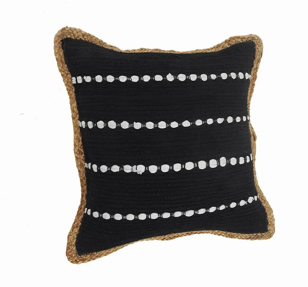 Textured Black and White Bordered LR09949 Throw Pillow