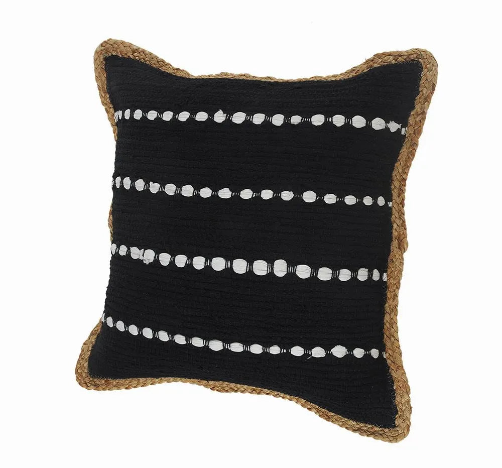 Textured Black and White Bordered LR09949 Throw Pillow