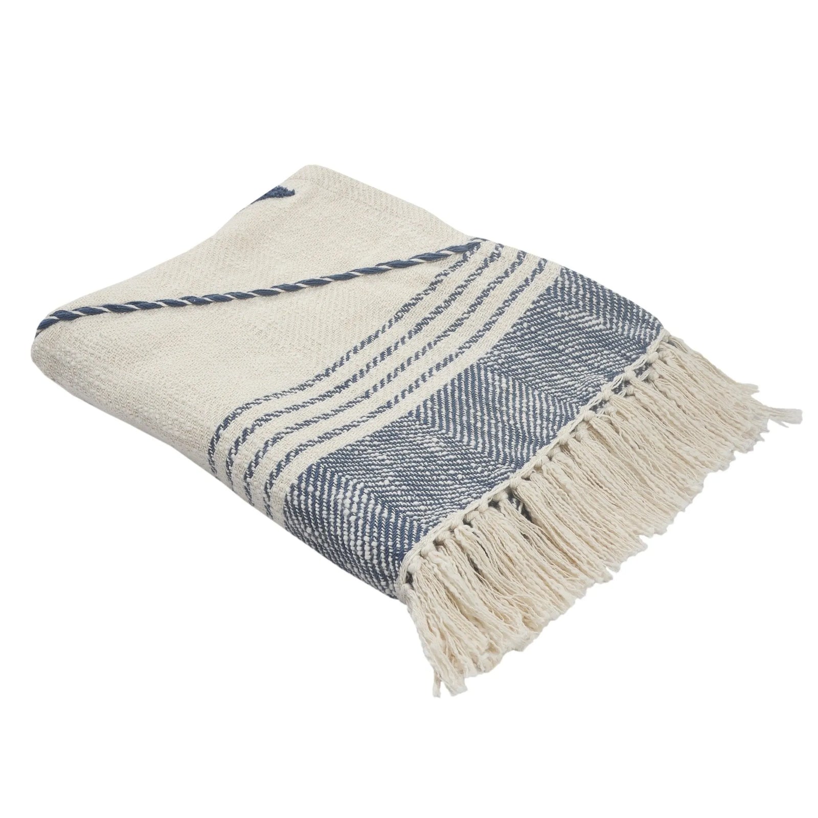 Throws Lr80187 Blue/White Throw Blanket