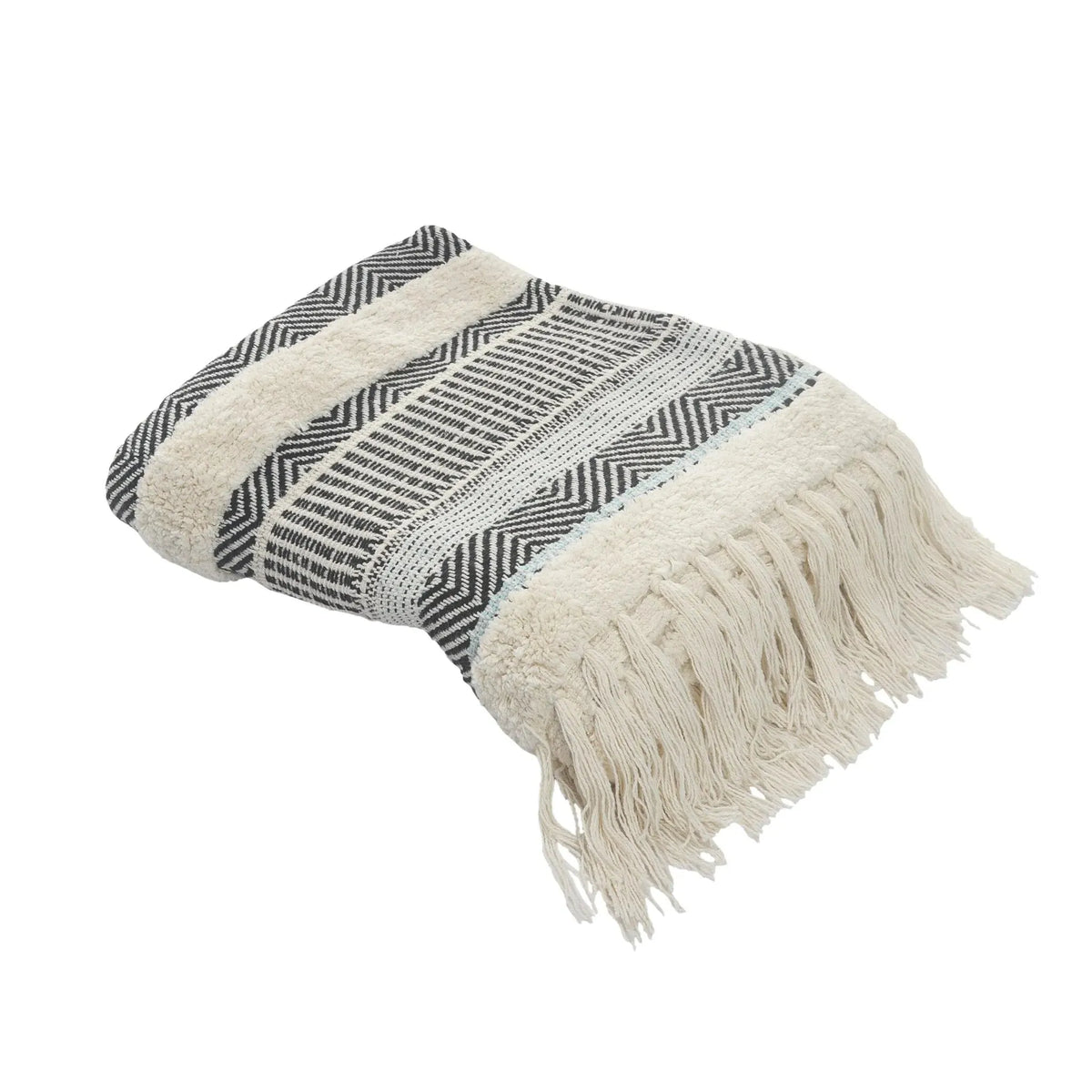 Throws Lr80193 Blue/Cream Throw Blanket