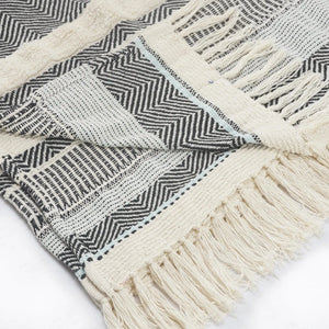 Throws Lr80193 Blue/Cream Throw Blanket