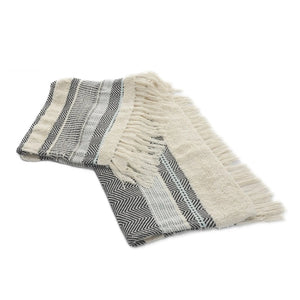 Throws Lr80193 Blue/Cream Throw Blanket