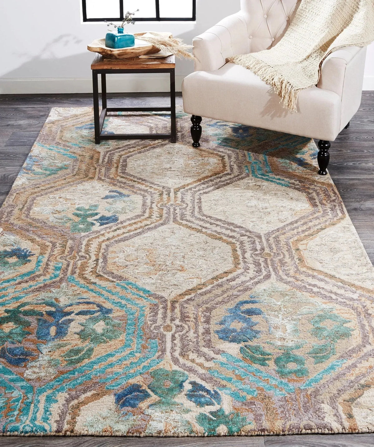 Tivoli 6518213F Tan/Blue Rug