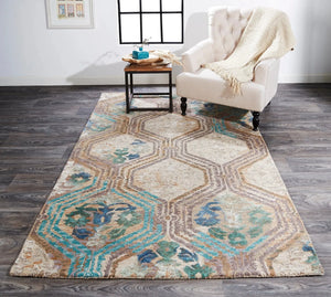Tivoli 6518213F Tan/Blue Rug