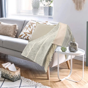 Touch of Blush Striped with FringeLR80183 Throw Blanket