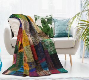 Traditional Patola Kantha LR80152 Throw Blanket