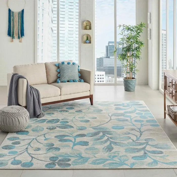 Tranquil TRA03 Ivory/Turquoise Rug