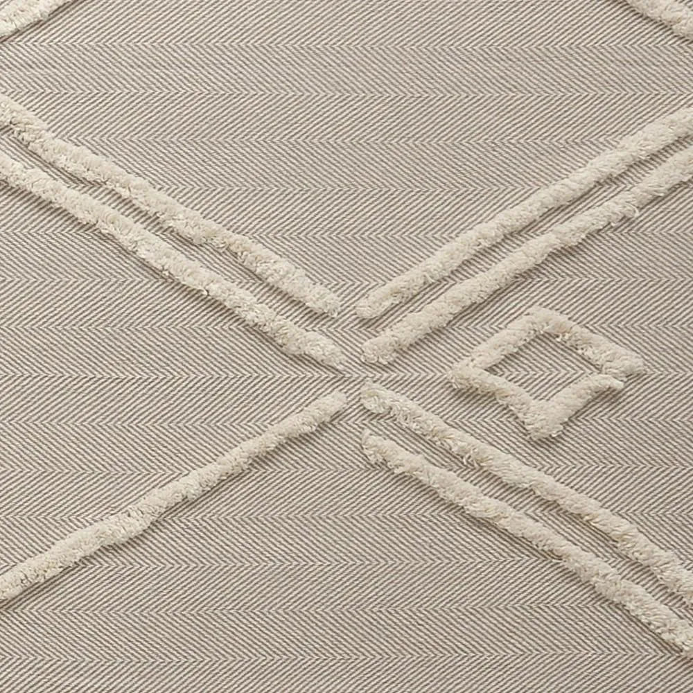 Tufted Geometric Beige and Cream with Fringe LR8018 Throw Blanket