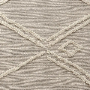 Tufted Geometric Beige and Cream with Fringe LR8018 Throw Blanket