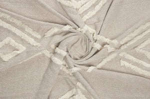 Tufted Geometric Beige and Cream with Fringe LR8018 Throw Blanket