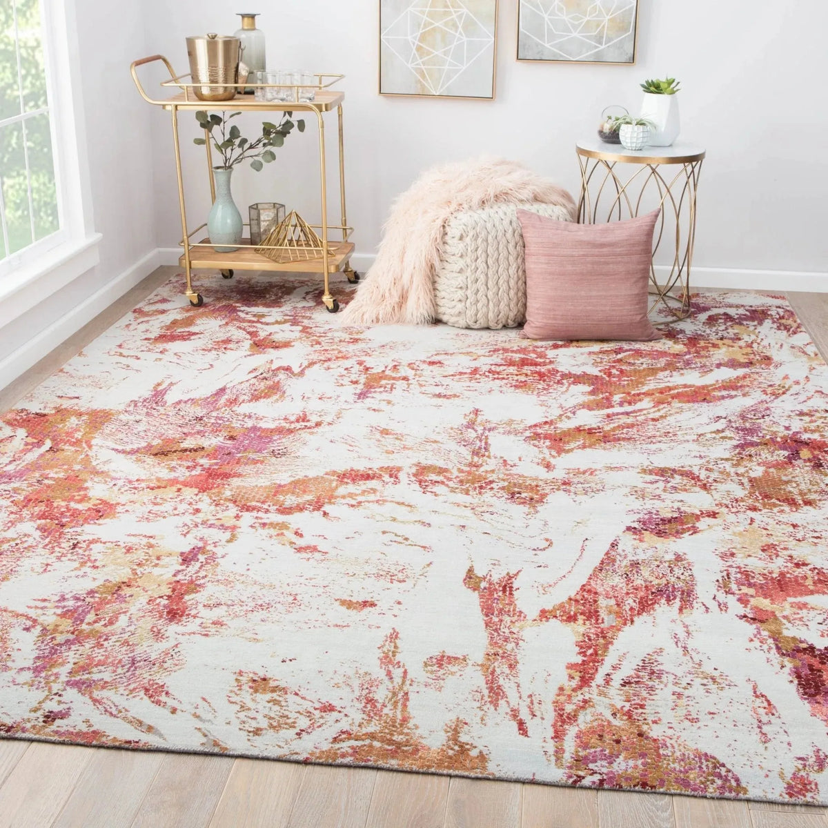 Unstring By Kavi UBV07 Ajri 2 Vapor Blue/Desert Sand Rug