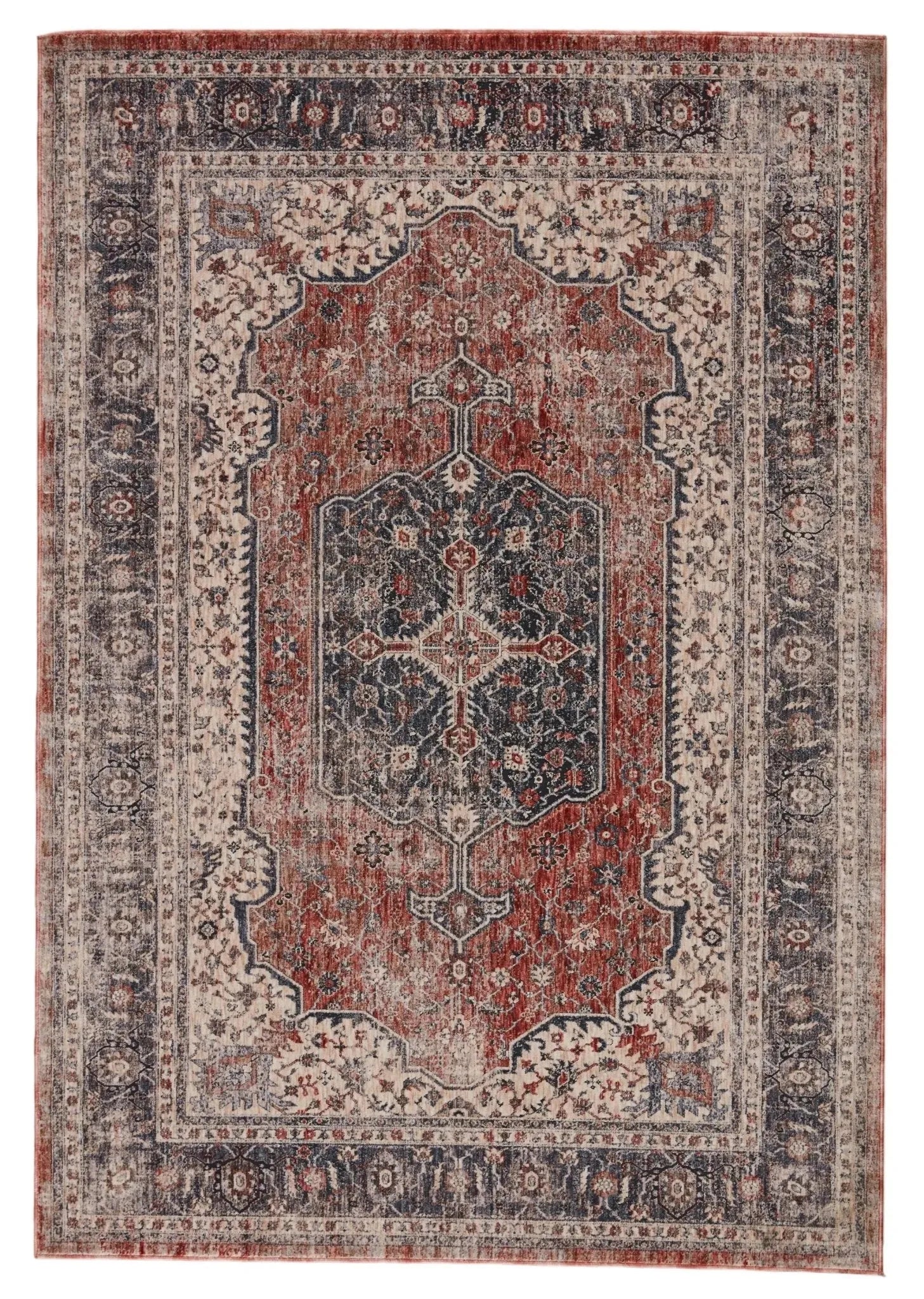 Vanadey Vnd04 Temple Gray/Red Rug