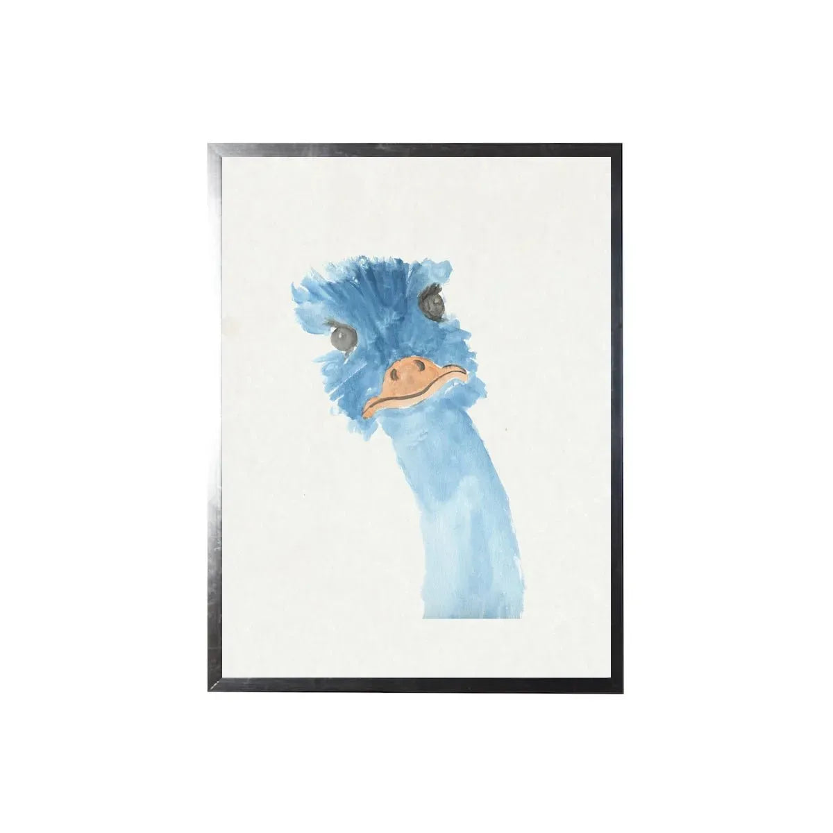 Watercolor Blue Emu Framed Art