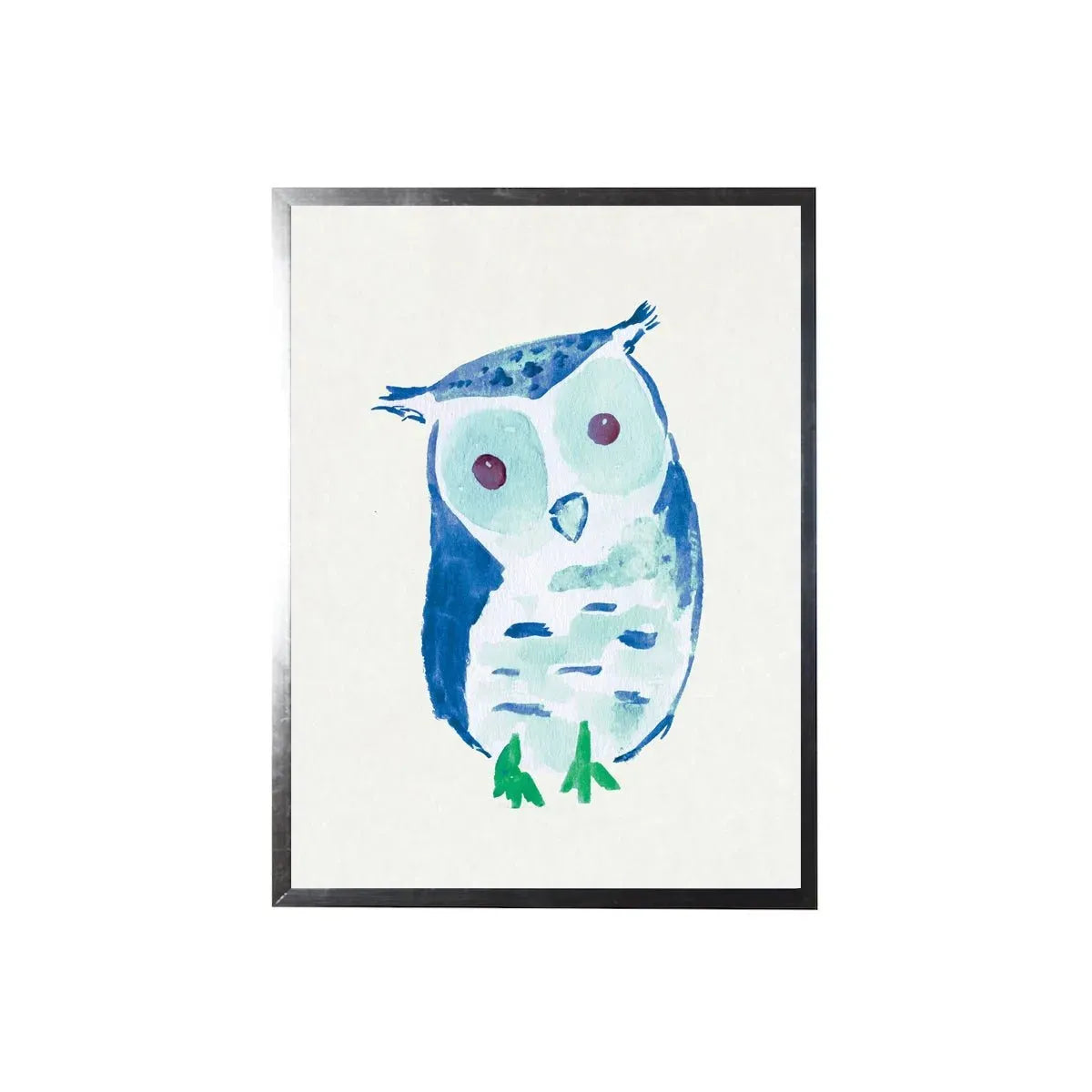 Watercolor Blue Owl Framed Art
